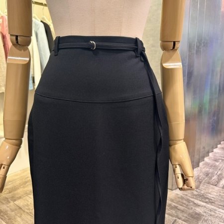 H라인 사이드 트임 벨트 롱 스커트