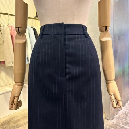 스트라이프 H라인 셋업 롱 스커트