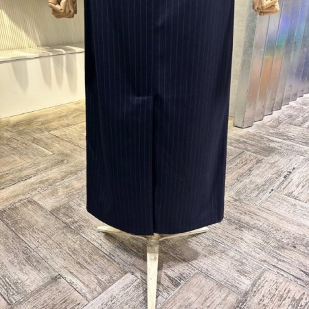 스트라이프 H라인 셋업 롱 스커트