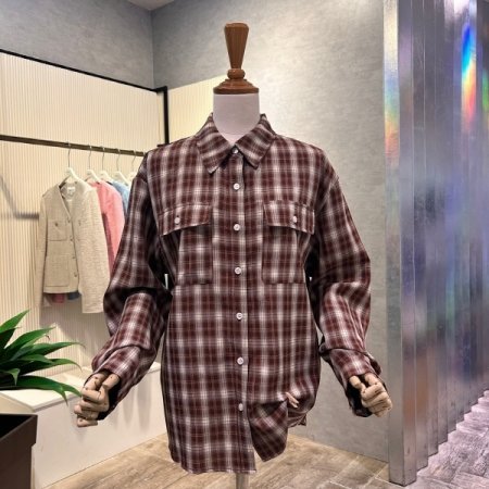 박시 포켓 언발 체크 셔츠