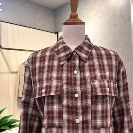 박시 포켓 언발 체크 셔츠