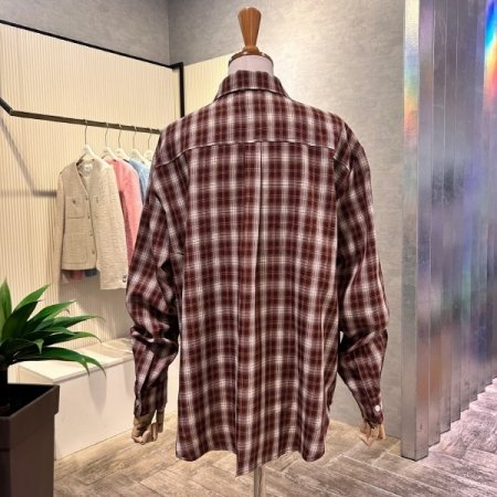 박시 포켓 언발 체크 셔츠