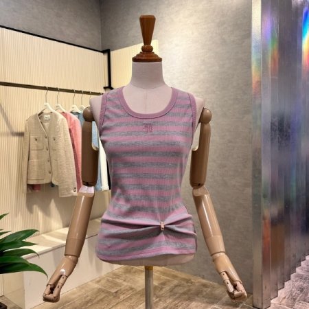 스트라이프 민소매 티셔츠