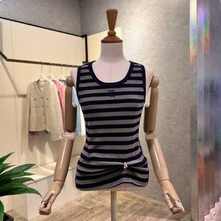 스트라이프 민소매 티셔츠