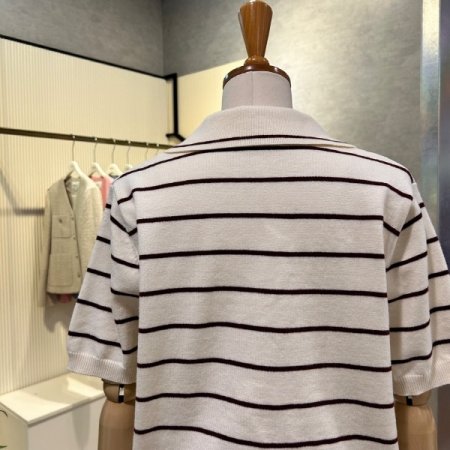 카라 스트라이프 니트