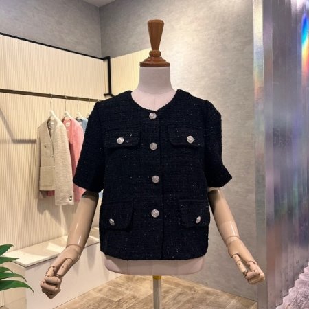 크롭 펄사 은장 버튼 자켓