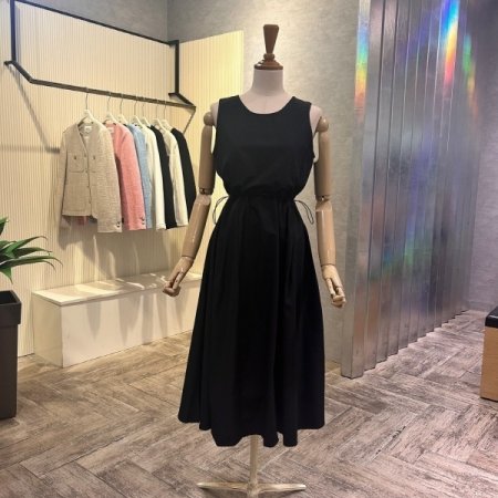 플레어 스트링 민소매 원피스