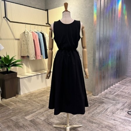 플레어 스트링 민소매 원피스