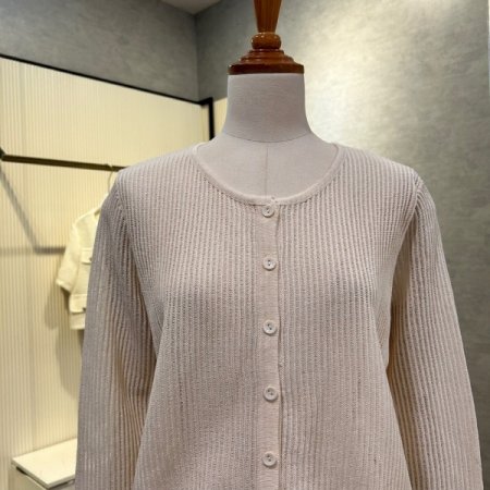 라운드 골지 단추 가디건