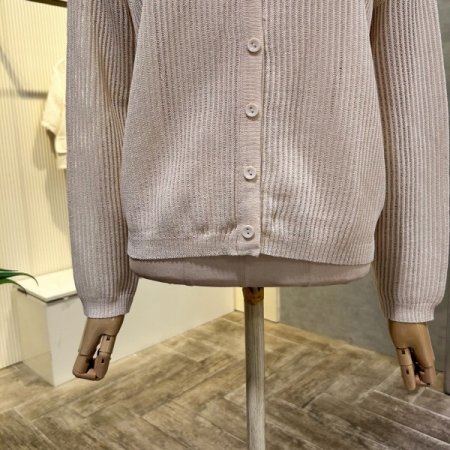 라운드 골지 단추 가디건