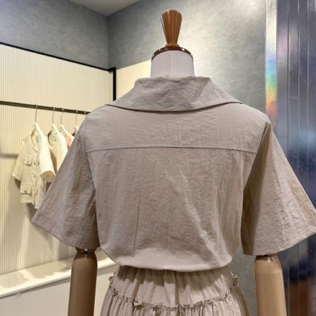 카라 단추 플리츠 롱 원피스