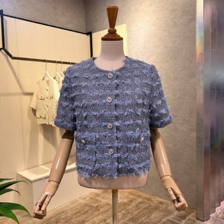 트위스 망사 배색 자켓