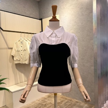 니트 레이어드 블라우스