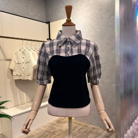 니트 레이어드 블라우스