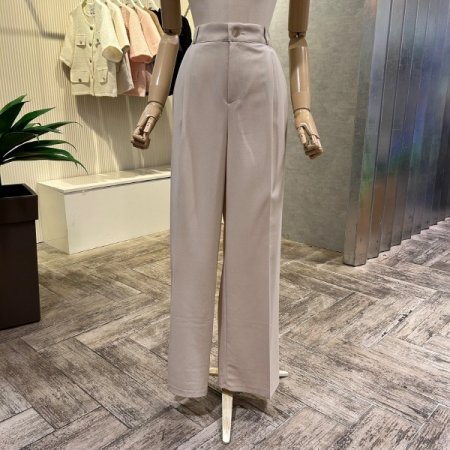 백 밴딩 투턱 일자 팬츠