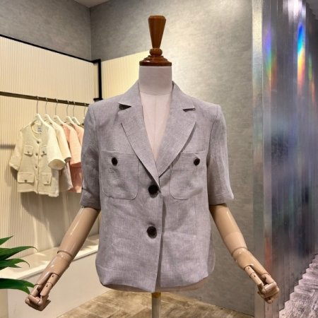 린넨 단추 카라 자켓