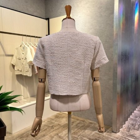 크롭 라운드 단추 셋업 자켓