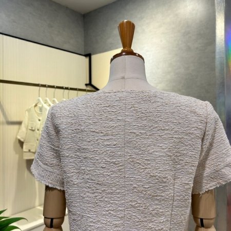 크롭 라운드 단추 셋업 자켓