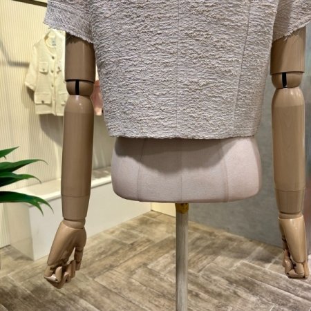 크롭 라운드 단추 셋업 자켓