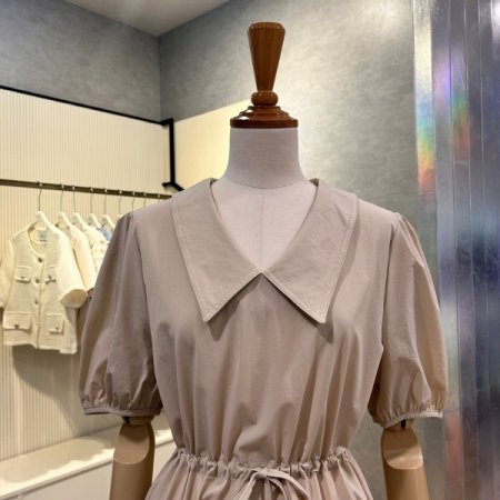 V넥 카라 스트랩 롱 원피스