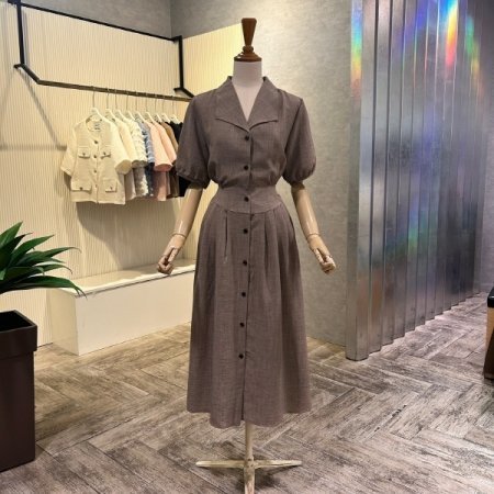 플리츠 카라 롱 원피스