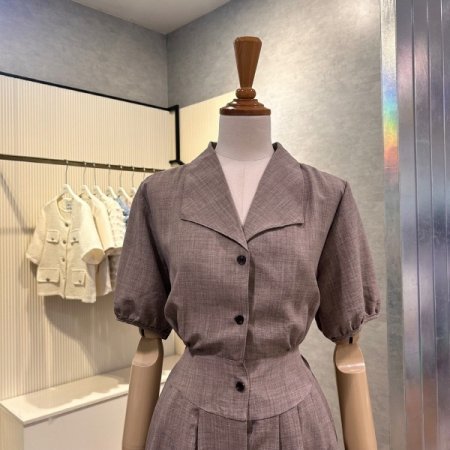 플리츠 카라 롱 원피스