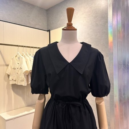 스트랩 V넥 카라 롱 원피스