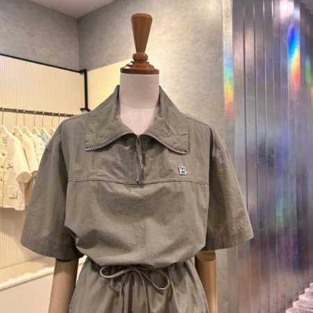 지퍼 폴라 넥 스트랩 롱 원피스