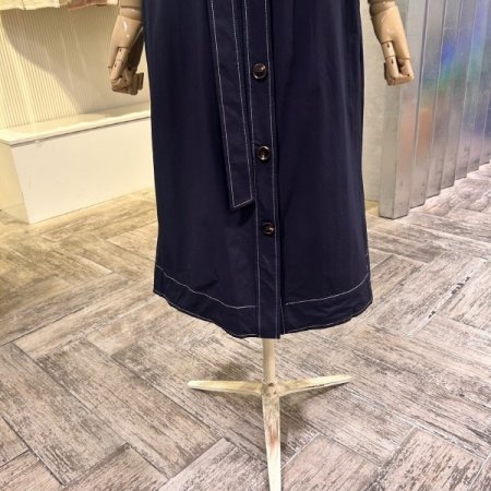 벨티드 세일러 카라 롱 원피스