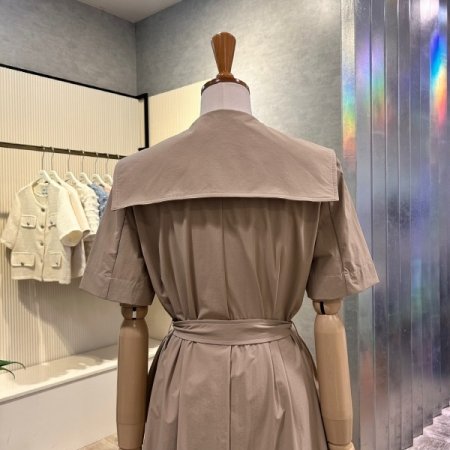 세일러 카라 벨티드 롱 원피스