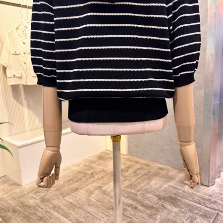 후드 스트라이프 니트