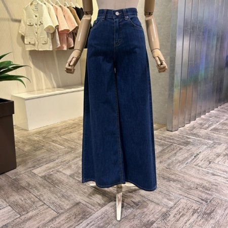 속밴딩 와이드 데님 팬츠