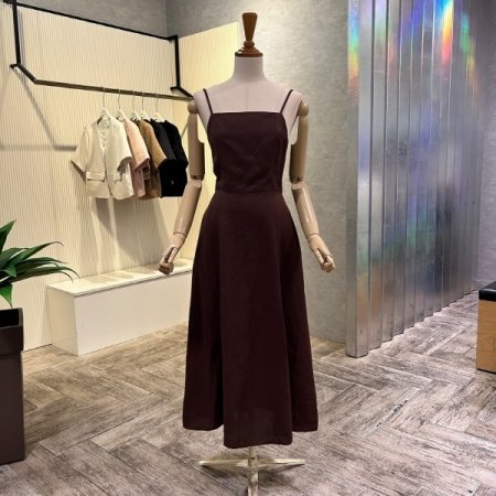 린넨 스트랩 민소매 롱 원피스