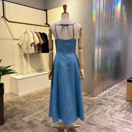 린넨 스트랩 민소매 롱 원피스