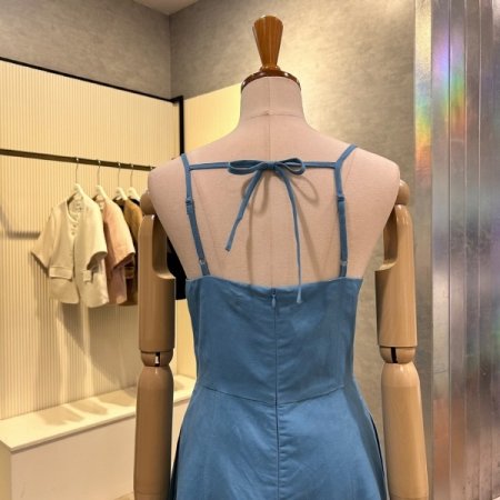 린넨 스트랩 민소매 롱 원피스