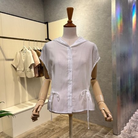 후드 스트랩 캡소매 베스트