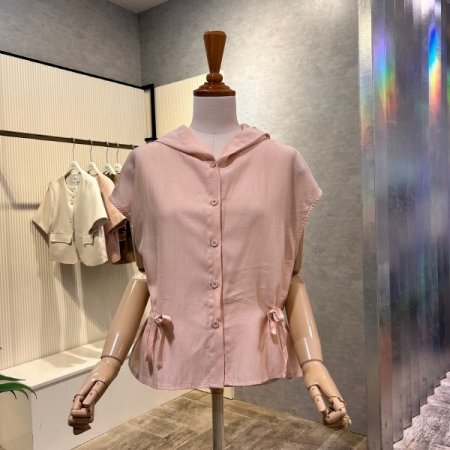 후드 스트랩 캡소매 베스트