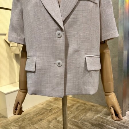 레터링 카라 싱글 반팔 자켓