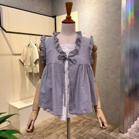 프릴 라인 민소매 레이어드 블라우스