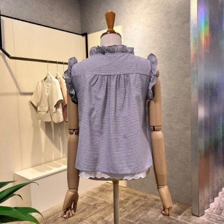 프릴 라인 민소매 레이어드 블라우스