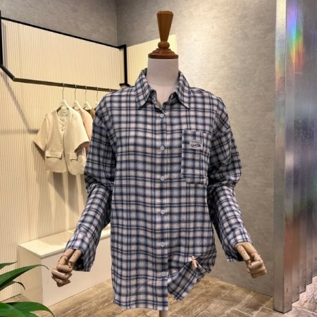 언발 체크 박시 셔츠