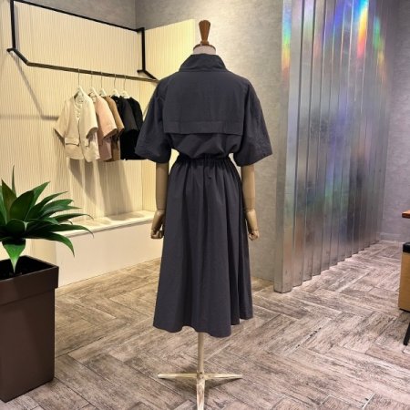 스트랩 지퍼 카라 넥 롱 원피스