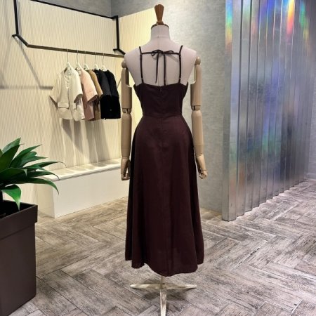스트랩 린넨 민소매 롱 원피스