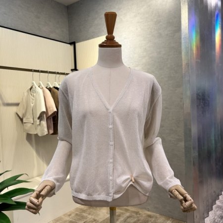 시스루 V넥 단추 가디건