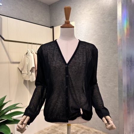 시스루 V넥 단추 가디건