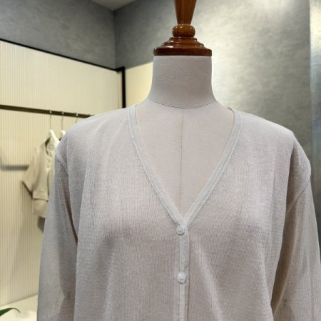 시스루 V넥 단추 가디건