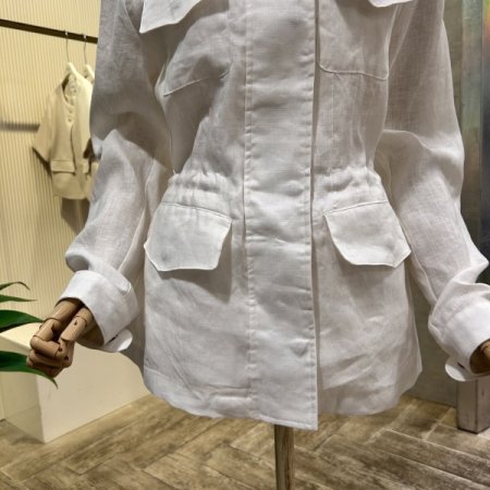 린넨 하이넥 스트링 자켓