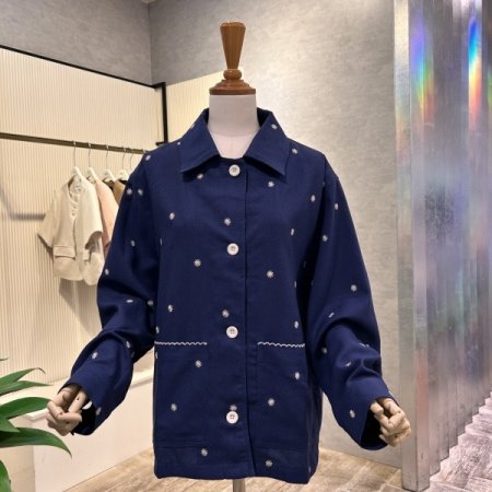 플라워 자수 포켓 박시 자켓