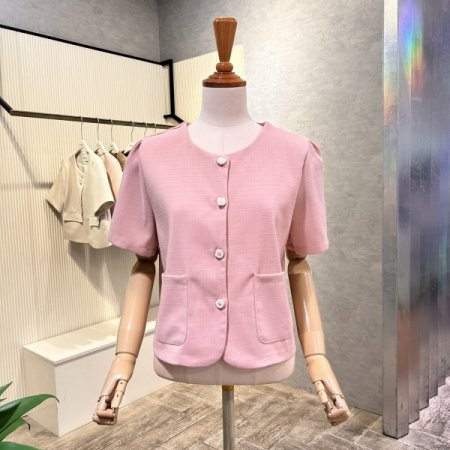 포켓 단추 라운드 자켓