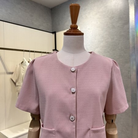 포켓 단추 라운드 자켓